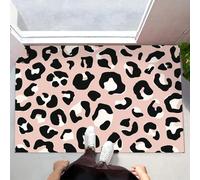 CEDNXOER Door Mat Indoor Entrance 40x60 cm Rug Machine Washable Animals Spots Carpet, Non-Slip Low Pile Black Leopard Print Small Area Rugs for Kids Room Entryway Kitchen Front Door, Pink