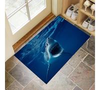 CEDNXOER Door Mats Indoor 80x120 cm, Ocean Shark Machine Washable Low Profile Doormat, Ferocious Animal Absorbent Non Slip Floor Mat, Welcome Entrance Doormats, Blue Rug