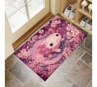 CEDNXOER Door Mats Indoor 90x150 cm, Blooming Cherry Blossoms Machine Washable Low Profile Doormat, Cute Salamander Absorbent Non Slip Floor Mat, Welcome Entrance Doormats, Pink Rug