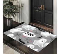CEDNXOER Halloween Door Mat Cartoon Ghost Indoor Outdoor Doormat, Kawaii Spider Web Bats Front Mats Rugs, Non - Slip Grey Welcome Door Mats for Entrance Halloween Decorations 40x60 cm