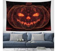 CEDNXOER Halloween Tapestry Wall Hanging Neon Pumpkin Wall Art, Weird Stripes Tapestry for Bedroom Aesthetic Orange Tapestries, Living Room Dorm Decor, 130×150cm