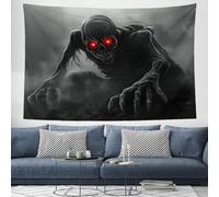 CEDNXOER Horror Devil Tapestry Aesthetic Halloween Wall Hanging, Black Horror Theme Tapestries, Dark Red Eyes Zombies Tapestry Wall Art Cloth Decor For Bedroom Living Room 100x150 cm