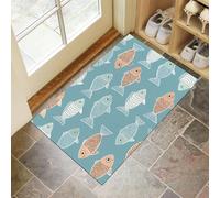 CEDNXOER Light Blue Door Mats Indoor, Simple Fish Shape Front Door Mat, Cartoon Animals Machine Washable Mat, 45x75 cm Super Soft Non Slip Doormat, Absorbent Floor Mats Heavy Duty Entrance Rug