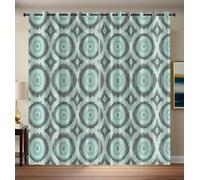 CEDNXOER Mint Green Eyelet Blackout Curtains for Bedroom, Simple Lines DecorativeThermal Insulated Room Darkening Window Curtains, 2 Panels 90 x 90 Inch Soft Circular Geometry Curtain for Living Room