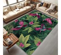 CEDNXOER Non Slip Area Rugs for Bedroom, Emerald Green Jungle Machine Washable Rugs, 240x340cm Short Pile Large Living Room Rug,Vintage Cartoon Bird Non Shedding Dense Carpet
