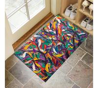 CEDNXOER Non-Slip Door Mat Indoor, Abstract Forest Machine Washable Entrance Rug, Graffiti Plants Soft Inside Floor Mat for Entryway, 45x75 cm Front Back Door Mat for Kitchen Bedroom Green