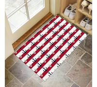 CEDNXOER Non-Slip Door Mat Indoor, Anchor Red Stripes Machine Washable Entrance Rug, Nautical Theme Soft Inside Floor Mat for Entryway, 80x120 cm Front Back Door Mat for Kitchen Bedroom White