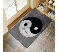 CEDNXOER Non-Slip Door Mat Indoor, Dilapidated Wall Machine Washable Entrance Rug, Yin Yang Tai Chi Symbol Soft Inside Floor Mat for Entryway, 80x120 cm Front Back Door Mat for Kitchen Bedroom Grey