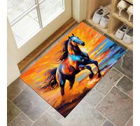 CEDNXOER Orange Door Mats Indoor, Galloping Horse Front Door Mat, Beach Animals Machine Washable Mat, 60x90 cm Super Soft Non Slip Doormat, Absorbent Floor Mats Heavy Duty Entrance Rug