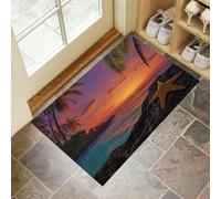 CEDNXOER Orange Door Mats Indoor Washable, 80x120 cm Doormats,Soft Low Pile Front Door Mat,Non-slip Palm Trees Absorbent Doormat, Tropical Sunset Print Floor Carpet, Inside Entrance Rug