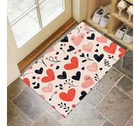 CEDNXOER Pink Door Mats Indoor, Love Graffiti Front Door Mat, Simple Geometric Machine Washable Mat, 50x80 cm Super Soft Non Slip Doormat, Absorbent Floor Mats Heavy Duty Entrance Rug