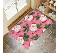 CEDNXOER Pink Door Mats Indoor, Santa Claus Front Door Mat, Abstract Christmas Machine Washable Mat, 45x75 cm Super Soft Non Slip Doormat, Absorbent Floor Mats Heavy Duty Entrance Rug