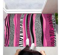 CEDNXOER Pink Door Mats Indoor, Zebra Print Front Door Mat, Simple Stripes Machine Washable Mat, 40x60 cm Super Soft Non Slip Doormat, Absorbent Floor Mats Heavy Duty Entrance Rug