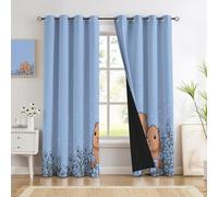 CEDNXOER Simple Floral Blackout Curtains for Bedroom 53.9 Inch Drop Blue Eyelet Curtains for Living Room Nursary, Cute Capybara Thermal Insulated Window Curtain 46.1 x 53.9 Inch 2 Panels