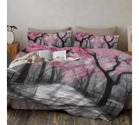 CEDNXOER Single Duvet Cover Sets,Brushed Microfiber Duvet Cover 2 PCs, Cherry Blossom Tree Duvet Cover Set With Zipper Closure, The Way Ultrasoft Reversible Duvet Covers Bedding Set