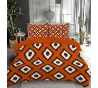 CEDNXOER Single Duvet Set, Reversible 135x200cm Abstract Grid Lines Simple Plaid Duvet Cover, 2 PCs Ultrasoft Brown Quilt Cover Bedding Set With Zipper Closure + 1 Pillowcases