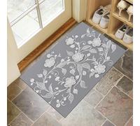CEDNXOER Washable Door Mats Indoor, 3D Flowers Non-Slip Dirt Trapper Front Door Mat, Machine Washable Simple Plant Entrance Rug, Super Soft Absorbent Inside Doormats 45x75 cm
