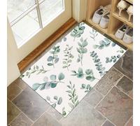 CEDNXOER Washable Door Mats Indoor, Eucalyptus Branches Non-Slip Dirt Trapper Front Door Mat, Machine Washable Simple Plant Entrance Rug, Super Soft Absorbent Inside Doormats 90x150 cm