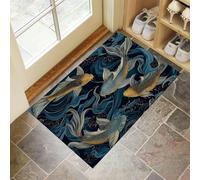 CEDNXOER Washable Door Mats Indoor, Koi Non-Slip Dirt Trapper Front Door Mat, Machine Washable Abstract Animals Entrance Rug, Super Soft Absorbent Inside Doormats 50x80 cm