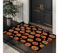 CEDNXOER Washable Door Mats Indoor, Non-Slippery Front Door Mat Cute Pumpkin, Super Soft Non Slip Doormat Funny Mysterious, Water Absorbent Floor Black Mats Entrance Rug 50x80 cm