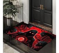 CEDNXOER Washable Door Mats Indoor, Non-Slippery Front Door Mat Evil Man, Super Soft Non Slip Doormat Dark Fantasy Demons, Water Absorbent Floor Red Mats Entrance Rug 50x80 cm