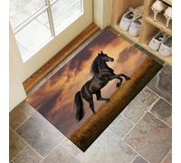 CEDNXOER Washable Door Mats Indoor, Non-Slippery Front Door Mat Grassland Horse, Super Soft Non Slip Doormat Nature Animals, Water Absorbent Floor Yellow Mats Entrance Rug 90x150 cm