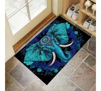CEDNXOER Washable Door Mats Indoor, Non-Slippery Front Door Mat Mandala Elephant, Super Soft Non Slip Doormat Abstract Animals, Water Absorbent Floor Green Mats Entrance Rug 50x70 cm
