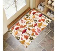 CEDNXOER Washable Door Mats Indoor, Non-Slippery Front Door Mat Mushrooms Autumn Leaves, Super Soft Non Slip Doormat Dreamy Plants, Water Absorbent Floor Orange Mats Entrance Rug 45x75 cm