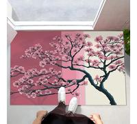CEDNXOER Washable Door Mats Indoor, Non-Slippery Front Door Mat Sakura Tree Petals, Super Soft Non Slip Doormat Chinese Style Floral, Water Absorbent Floor Pink Mats Entrance Rug 50x70 cm