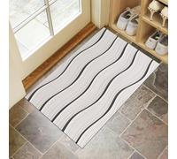 CEDNXOER Washable Door Mats Indoor, Non-Slippery Front Door Mat Simple Stripes, Super Soft Non Slip Doormat Bends Lines, Water Absorbent Floor White Mats Entrance Rug 50x80 cm