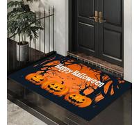 CEDNXOER Washable Door Mats Indoor, Non-Slippery Front Door Mat Trees, Super Soft Non Slip Doormat Weird Forest Pumpkin, Water Absorbent Floor Black Mats Entrance Rug 90x150 cm