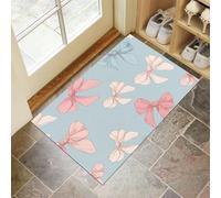 CEDNXOER Washable Door Mats Indoor, Pink Bow Non-Slip Dirt Trapper Front Door Mat, Machine Washable Simple And Sweet Entrance Rug, Super Soft Absorbent Inside Doormats 45x75 cm
