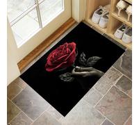 CEDNXOER Washable Door Mats Indoor, Red Roses Non-Slip Dirt Trapper Front Door Mat, Machine Washable Romantic Floral Entrance Rug, Super Soft Absorbent Inside Doormats 40x60 cm