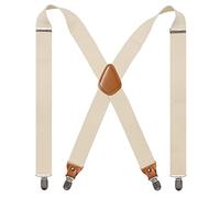 Cedrainy Adjustable Elastic Suspenders for Men's and Women's with X Back Suspenders for Casual & Formal, Off-white