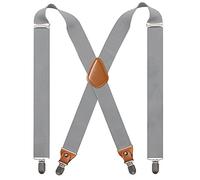 Cedrainy Adjustable Elastic Suspenders for Men's and Women's with X Back Suspenders for Casual & Formal, Light Grey
