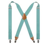 Cedrainy Adjustable Elastic Suspenders for Men's and Women's with X Back Suspenders for Casual & Formal, Teal-2, One Size
