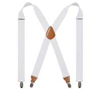 Cedrainy Adjustable Elastic Suspenders for Men's and Women's with X Back Suspenders for Casual & Formal, White-2, One Size