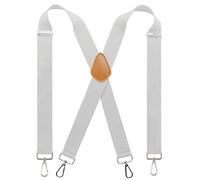 Cedrainy Men's 1.4 Inch X Back Wide Suspender, Swivel Belt Loops, White, One Size