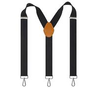 Cedrainy Mens Suspenders with 3 Swivel Hooks Belt Loops 1.4 Inch Wide Heavy Duty Adjustable Braces, Black, One size