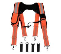 Cedriany Tool Belt Suspenders for Work Belt Suspenders Heavy Duty Padded with Attachment Loops for Men, Fluorescent Orange, One size