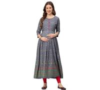 CEE 18 Women's Cotton Rayon A-Line Printed Stylish And Comfortable Pre And Post Maternity Kurti |Motherhood Maternity Feeding Kurti With Zippers - X-Large Grey (10008_42), Grey, XL