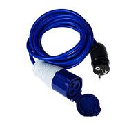 CEE 7/4 7/7 Type E/F schuko plug to Blue UK 16A Power Hookup Cable. 220v / 250v AC 16Amp IP44 Outdoor Rated (15 metre)