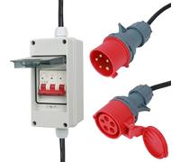 CEE Adapter 63A to 32A, 400V 63A to 32A with Fuse 32A, Coupling High Current, 5G4/5G6 5P CEE Power Adapter Plug and Socket with Circuit Breaker