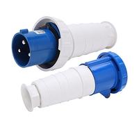 CEE Connector Coupling, Camping Plug and Clutch, 3 Poly 220-63a 6H IP67, 2 in 1 Blue Strong Current Adapter for Caravan Motorhome.