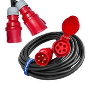 CEE heavy-duty extension cable, rubber H07RN-F 5G6 32A, plug and socket, 1-50m