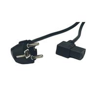 CEE7 IEC C13-POSAC-C13L-EUL30 Angle Power Cord Black 3m