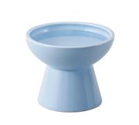 CEEFU Extra Wide Elevated Ceramic Cat Water Bowl - 6.2" Deeper Dish for Whisker Fatigue Relief, 5" Height for Easy Feeding, Lead & Cadmium Free, Durable Raised Cat Bowls, Blue