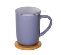 CEEFU Porcelain Tea Mug with Infuser and Lid, Teaware with Filter and Coaster, Loose Leaf Tea Cup Steeper Maker, 16 OZ for Tea/Coffee/Milk/Women/Office/Home/Gift (Purple)