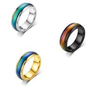 CEEGEWW 3 PCS Rotatable Mood Control Rings,Stainless Steel Color Changing Ring,Rotatable Mood Control Rings,Novel Emotion Feeling Magic Circlet,Suitable for those seeking interactive jewelry