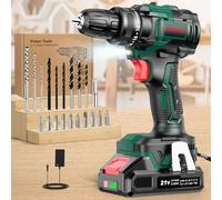 CEEIGOO Cordless Drill Brushless, 21V Electric Drill with Battery 2000mAh, 18+1 Torque, 42N.m Max PowerDrill, LED Light, 2 Speed, 20PCS Drill Bits for Home and Garden DIY Project
